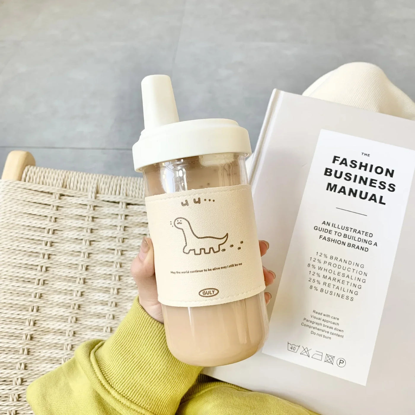 500ml 850ml Large Capacity Cartoon Bear Water Bottle Plastic Drinking Cups Juice Milk Tea Coffee Straw Cups for Students
