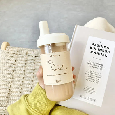 500ml 850ml Large Capacity Cartoon Bear Water Bottle Plastic Drinking Cups Juice Milk Tea Coffee Straw Cups for Students
