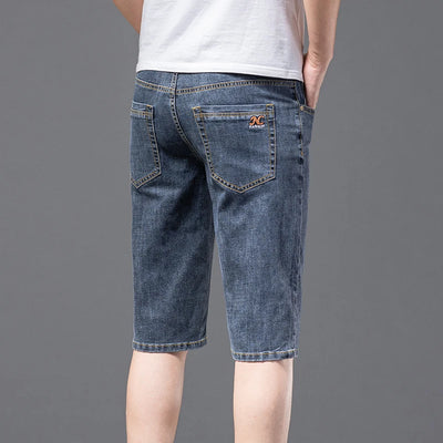 Fashion Men's Straight Denim Shorts Summer Thin Elastic Casual Bermuda Jeans Breathable Fabric Male Clothes Boardshorts