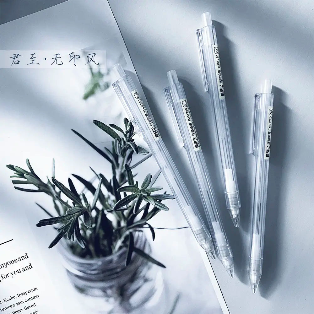 Mixed Loading 0.5&0.7mm Mechanical Pencil White Simple Automatic Pen for Students School Supplies Office Accessories Stationery
