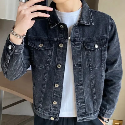 Jeans Coat for Men Black Autumn Denim Jackets Man High Quality Winter 2024 Low Cost Joker Fashion Large Size Menswear New in Y2k