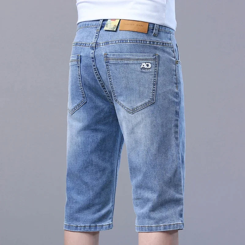 2024 New in SULEE Brand Summer  Men's Stretch Short Jeans Fashion Casual Slim Fit High Quality Elastic Denim Shorts Male Clothes