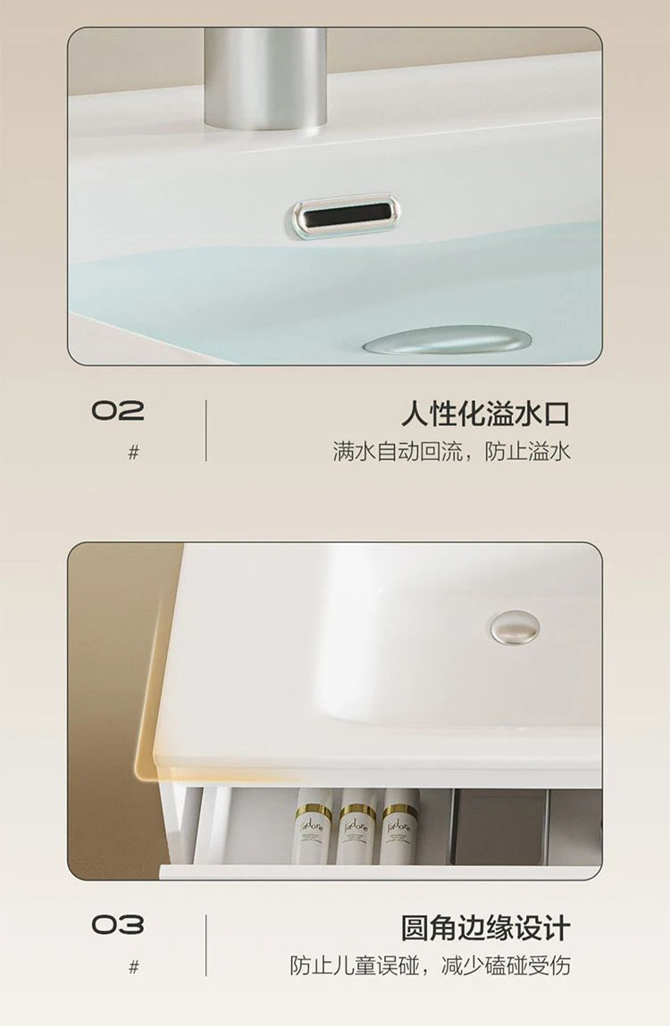 Bathroom Furniture Skin Sensor Bathroom Vanity Cabinet With Sink And Mirror Integrated Arc Washing Table Combination To Wash