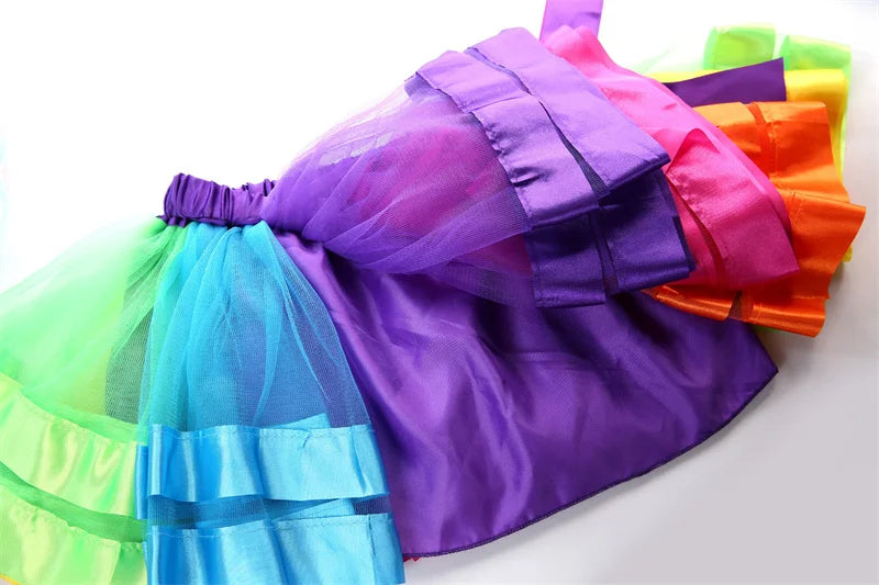 Baby Tutu Skirt Infant Girls Colorful Rainbow Tulle Skirt Princess Mini Dress Children Clothing Pettiskirt Toddler Cloth