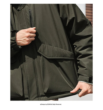 Semir Cotton-Padded Jacket Men 2024 Winter Waterproof, Oil-Resistant, Stain-Resistant and Windproof Outerwear Loose