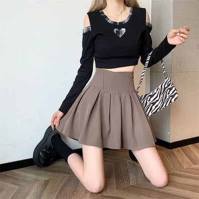 Lucyever Fashion Women Zipper High Waist Mini Skirt Korean Style Anti-Glare Pleated Skirt Female Show Leg Length A-Line Skirts