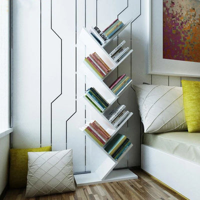 Rustic Standing Tree Bookshelf Wood Display Rack For Home Office Decoration Storage Organizer Shelf Bookcase