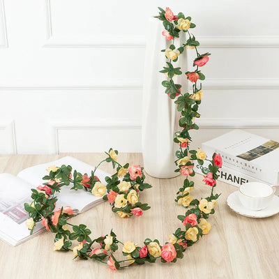 250CM Rose Artificial Flowers Christmas Garland for Home Room Wedding Decoration Spring Autumn Garden Arch DIY Fake Plant Vine
