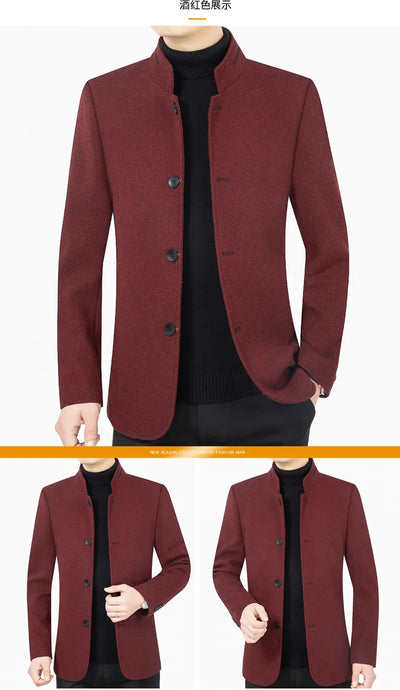 New Men Business Casual Woolen Blazers Jackets Suits Coats Woolen Blends Male Autumn Slim Fit Blazers Suits Coats Mens Clothing