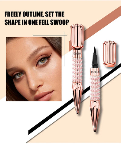 Precision Liquid Eyeliner Pen - Long-lasting, Waterproof, Transfer-proof, Quick-Dry Black Eyeliner with Sparkling Design