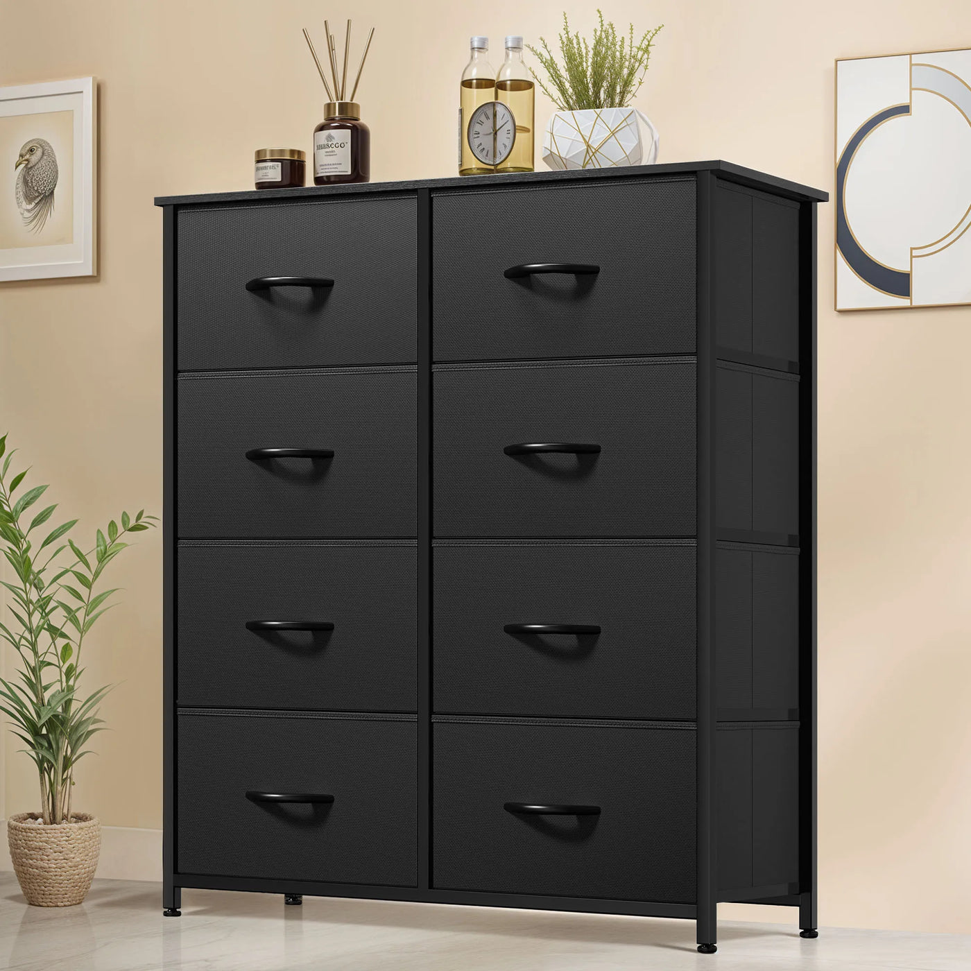 8-Drawer Fabric Dresser - Wood Top Storage Unit for Bedroom, Living Room, Kids Room