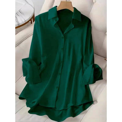 Women's Large Size Shirts White Top Lapel Spring and Summer Thin Travel Essential Single-breasted