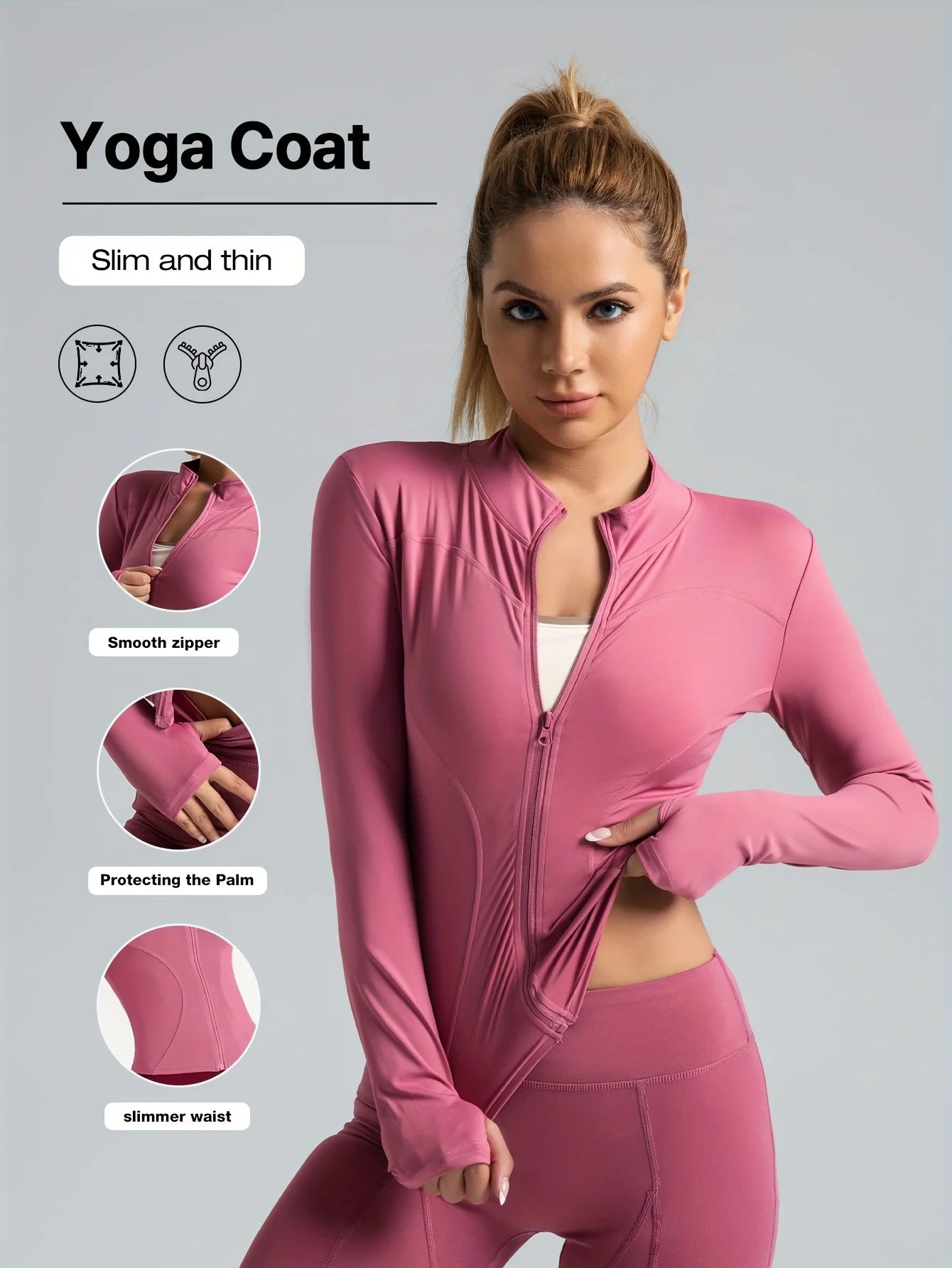 Jackets Women Coat Moisture Wicking Fitness Jackets Yoga Coat Women Shacket Stretchy Running Wear Slim Fit Sports Outerwear