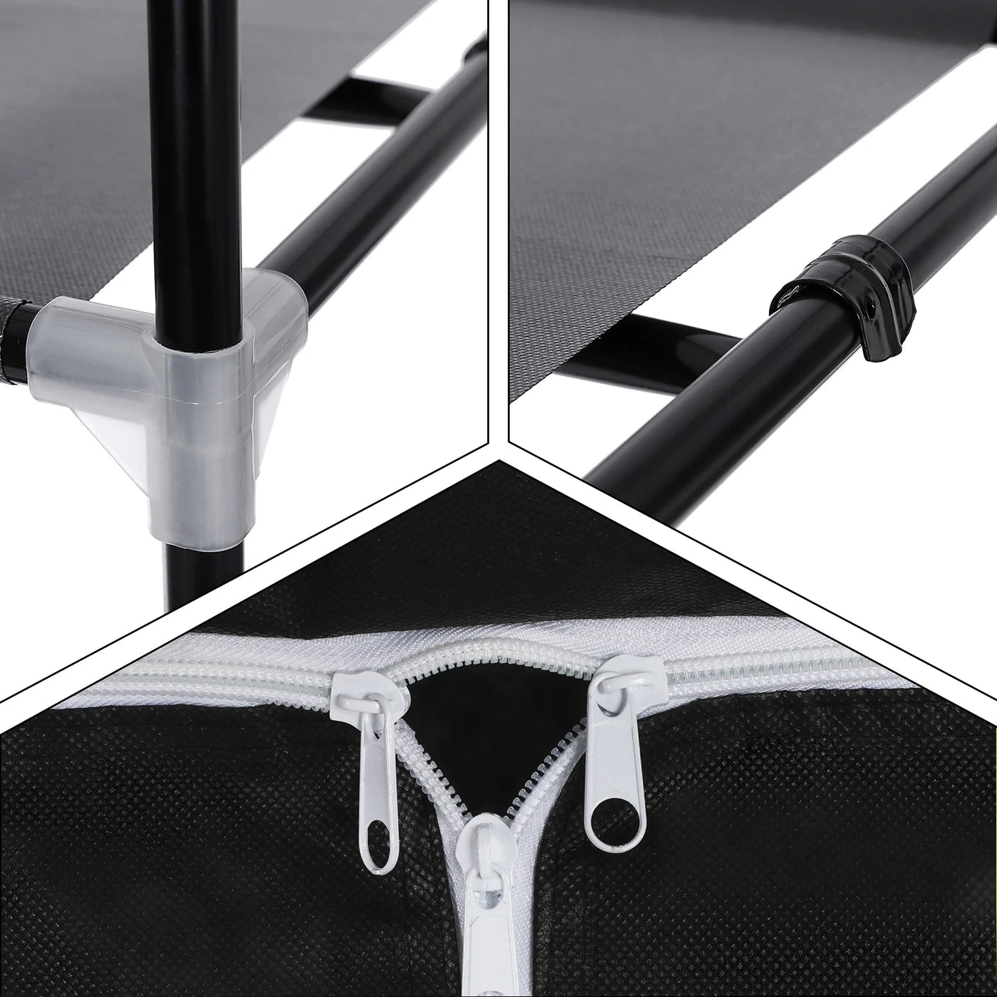 Fabric Wardrobe, Foldable Closet with Hanging Rail, Single Clothes Rack, Storage Organiser
