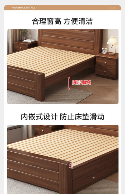 Wooden Cheap Storage Bed Bedroom Elegant Pretty Luxury Full Size Frame Bed Bases Queen Home Cama Box Casal House Accessories