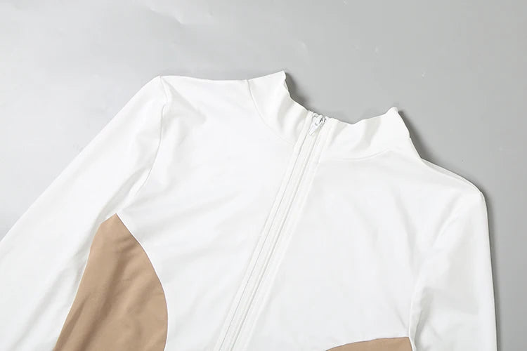 Weird Puss Casual 2piece Set Women Tracksuit Zip Contrast Patchwork Full Sleeve Jacket+Shorts Daily Simple Sporty Street Outfits
