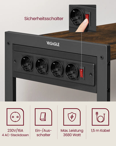 Kitchen Rack with sockets, 2 Metal Baskets, Microwave Shelf, 35x80x93.5 cm Industrial Design