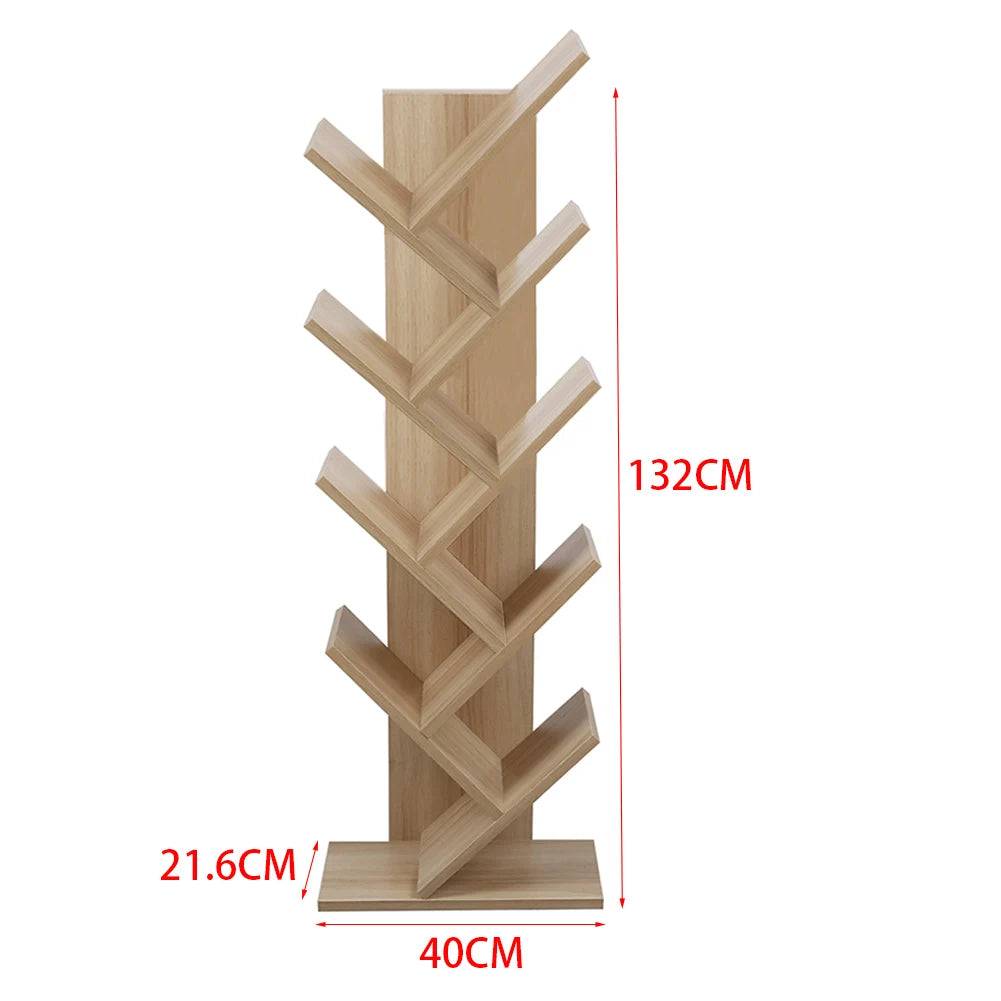 Rustic Standing Tree Bookshelf Wood Display Rack For Home Office Decoration Storage Organizer Shelf Bookcase