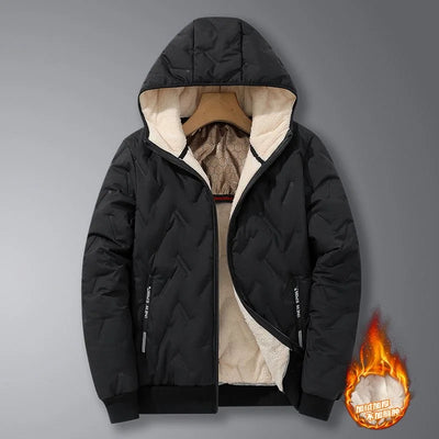 2024 Winter Fashion Sports Plus Fleece Thick Warm Jacket Men's Casual Loose Comfortable Plus Size Hooded Cotton-Padded Jacket