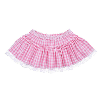 Lace Gingham Mini Skirt