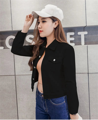 Spring Autumn Women Short Denim Jacket Candy 8 Colors Streetwear Chic Jean Coat Lady Slim Small Outerwear Female casual Tops