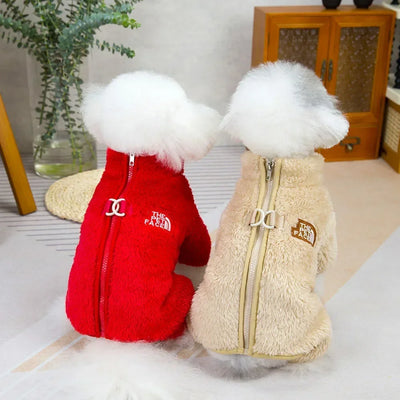 Winter Warm Pet Clothes Thick Warm Plush Dog Coat Jacket with Zipper for Small Dogs Cats Cozy Fleece Jumpsuit Chihuahua Costume