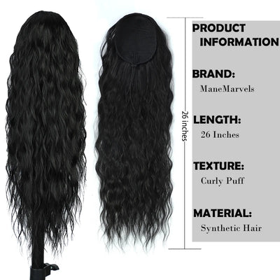 Curly Wavy Drawstring Ponytail Extension Long Clip In Ponytail Hair Extensions for Black Women Blonde Synthetic Fake Hairpieces