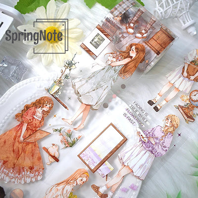 2m/Roll Cartoon Lady PET Washi Tape Rabbit Transparent Stickers Decorative  Tape For Diary Scrapbooking Journal Stationery