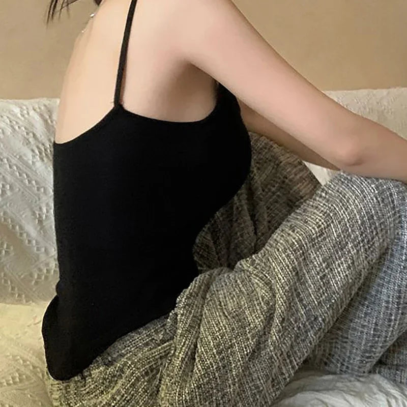 1PC Summer Solid Color Button Irregular Camisole Y2K Women Sleeveless Slim Tank Top Spring Casual Streetwear Female Sexy Vest