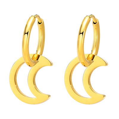 Gold Color Flower Earrings, Stainless Steel Huggie Hoop Earrings, Hypoallergenic Retro Style Bohe Ear Jewelry