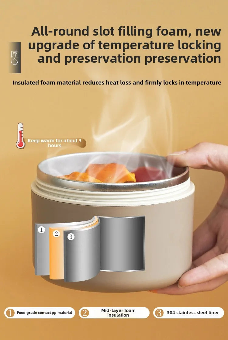 Microwavable Portable Insulated Food Container Lunch Box Stainless Steel Bento Box Insulated Leakproof Thermal Lunch Bag Set