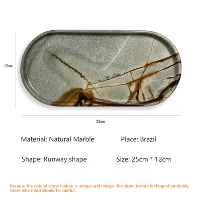 Luxury Green Marble Oval Tray: Bathroom Organizer & Fruit Serving Platter, Waterproof Stone Decor for Hotel Spa Home Kitchen