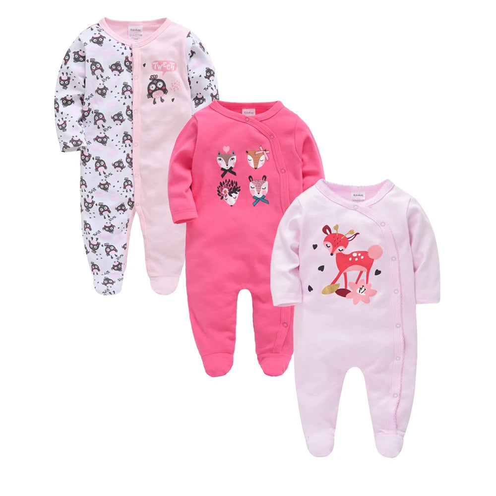New Style Baby Girls Romper 3 Pcs/lot 0-12M Dot Design Lovely Girl Clothes Spring Autumn Long Sleeve Overalls Jumpsuit