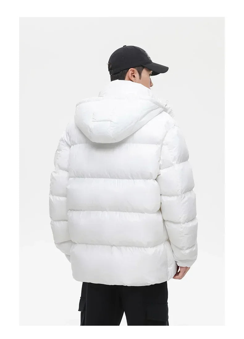 Solid Color with Hoodie Warm Puffer Jackets Padded Cotton Clothes Waterproof Jackets Man Winter Coats Men Hooded Zipper Parkas