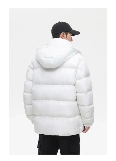 Solid Color with Hoodie Warm Puffer Jackets Padded Cotton Clothes Waterproof Jackets Man Winter Coats Men Hooded Zipper Parkas