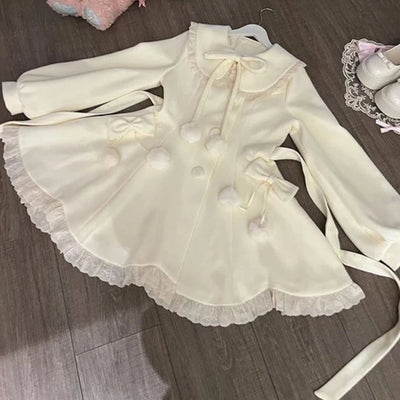 Japanese Kawaii Lolita Lace Patchwork Sweet Dress Coat Women Y2k Aesthetic Contrast Color Dresses Single Breasted Party Vestidos