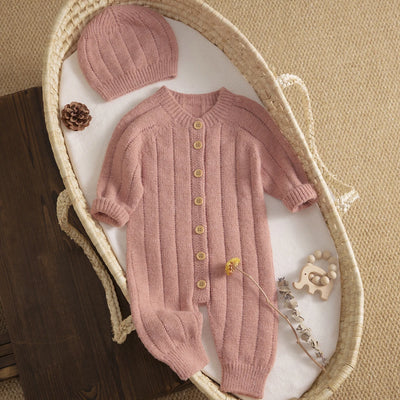 Ma&Baby 0-18M Warm Baby Clothing Knit Romper Newborn Infant Toddler Boy Girl Long Sleeve Jumpsuit + Hat Fall Spring Outfits