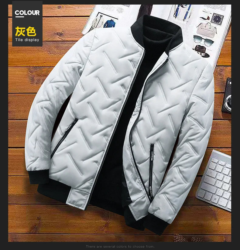 New Autumn Winter Jacket Men Cotton Padded Jacket Korean Fashion Streetwear Casual Jacket Men Stand Collar Coats Jackets 4XL 5XL