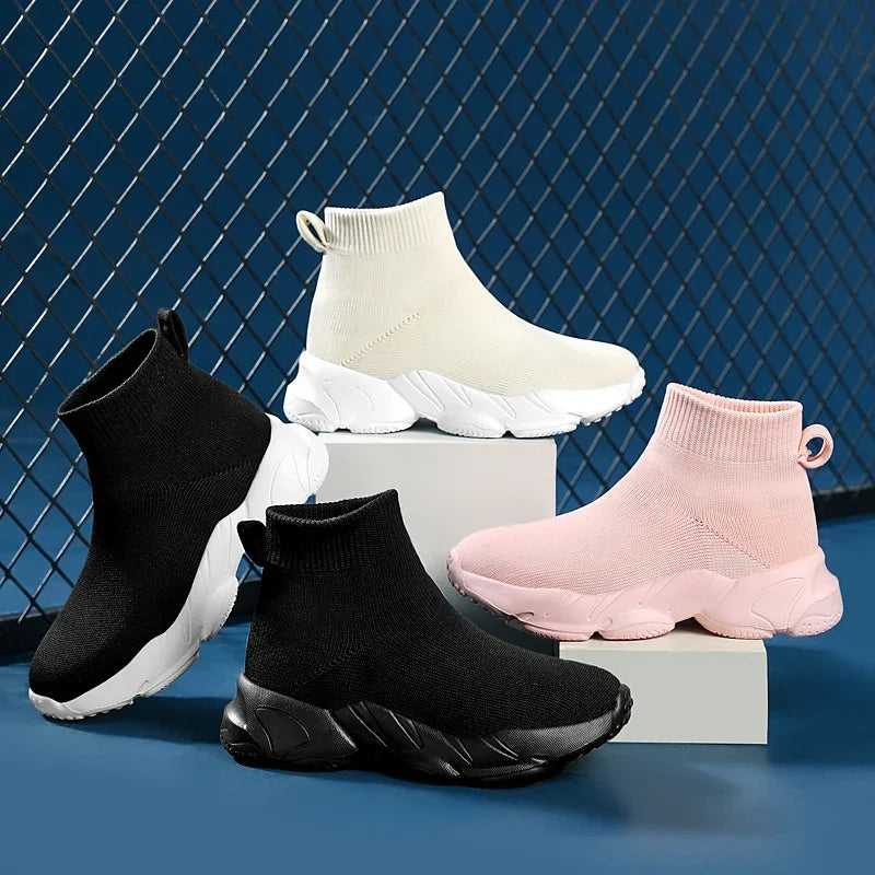 Sock Shoes 2024 New Fashionable Luxury Designer High Top Children's Shoes Comfortable Casual Running Sports Tennis Shoes