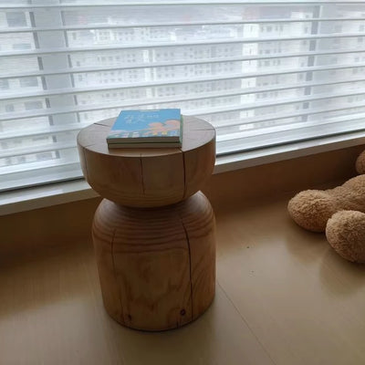Solid Wood Stump Stool Rustic Wooden Pier Side Table Nordic Round Log Seat Boho Home Decor Accent Creative Living Room Footrest