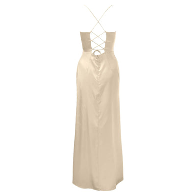 Green Women's Dress Lace Up Backless High Slit Corset Maxi Dress Elegant Vestidos Slim Fishbone Formal Dresses For Wedding Guest
