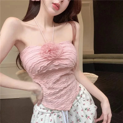 Flower Ruched Halter Top
