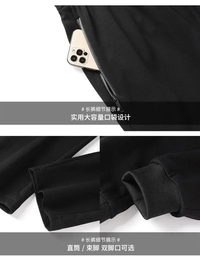 Male Workout Sports Outfit Autumn Spring Men Running Sports Tracksuits Sets Hoodies Zipper Outwear Sportwear+Sweatpants Sets