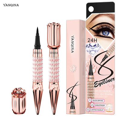 Precision Liquid Eyeliner Pen - Long-lasting, Waterproof, Transfer-proof, Quick-Dry Black Eyeliner with Sparkling Design