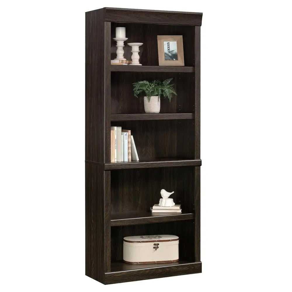 Glendale Oak 5-Shelf Bookcase Adjustable Shelves Vertical Storage Medium Wood Tone Customizable Transitional Style 72.6 lb Model