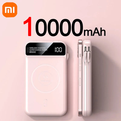 Xiaomi Emergency 50000mah Wireless Charging Power Bank Magnetic Charging Built-in Wire Mobile Phone Battery For IPhone Magsafe