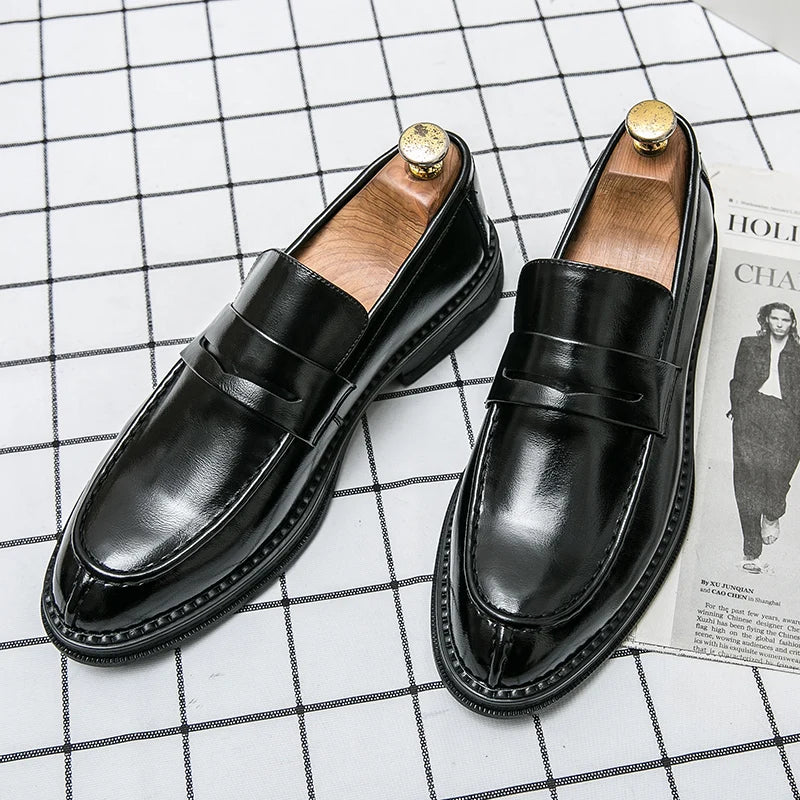 Premium Silver Business Shoes Men's Oxford Shoes Leather Brand Loafers Slip On High Quality Wedding Shoes Soft Sole Dress Shoes