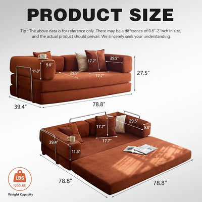 78.8" Convertible Compression Sofa: Corduroy Modular Bed, Arms & Backrest