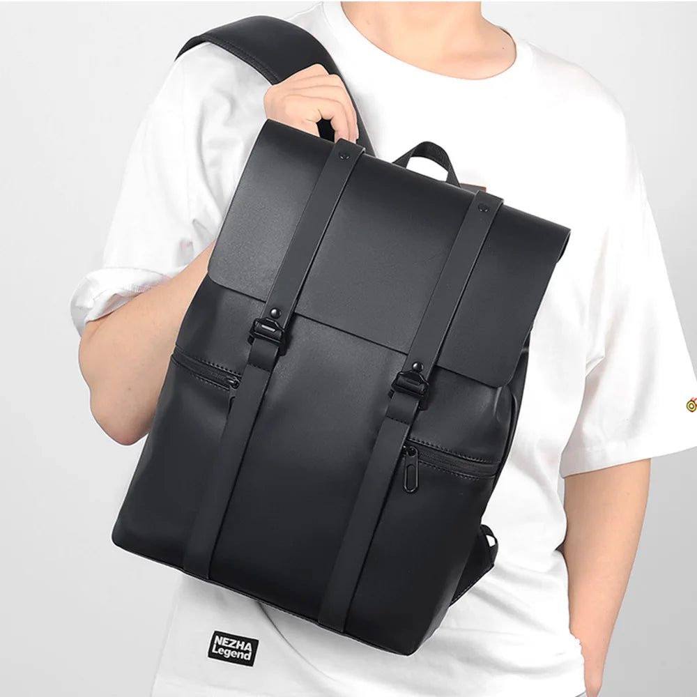 Men Backpack Rucksack Daypack Satchel Student Bag PU Leather Laptop Computer Travel Business Male School Book Bags Knapsack