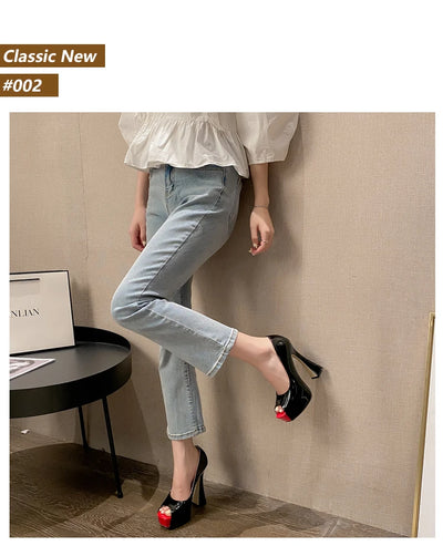 Elegant Pearl Shallow Women's Shoes 2025 Fashion Peep Toe Platform Ladies Thin High Heels Party Dress Pumps Shoes
